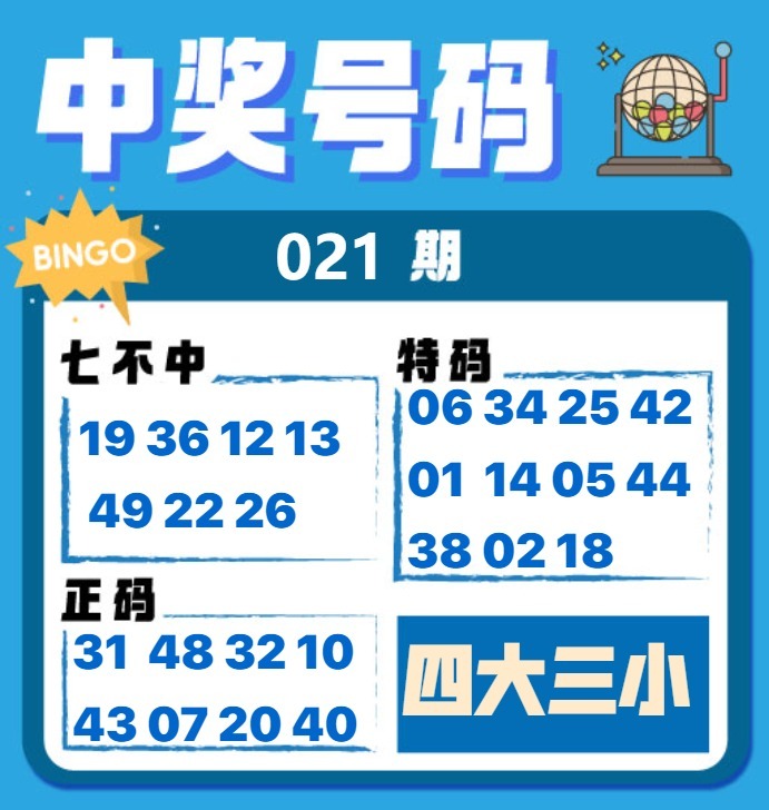 021期中奖号码[图]